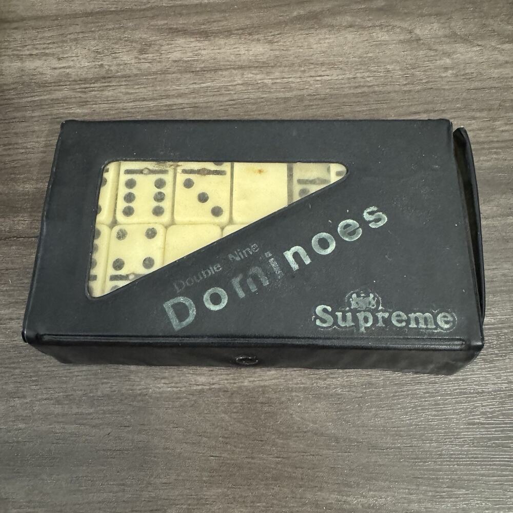 Vintage Complete Double Nine 9 Dominoes Set w/ Black Vinyl Case Spinners